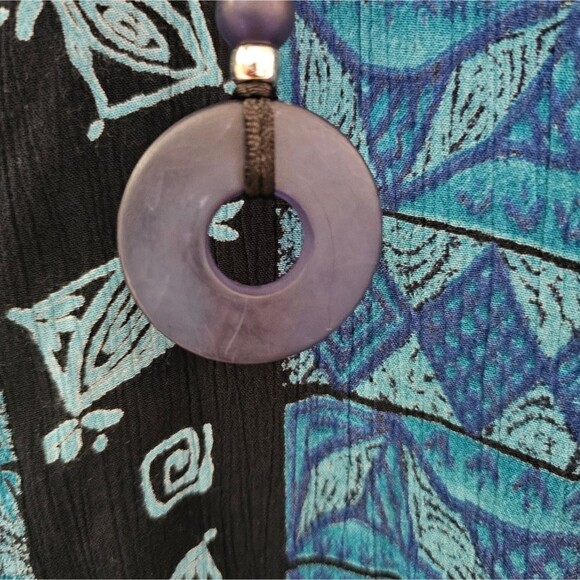 Karin Stevens Vintage Blue Batik Print Sleeveless Blouse Sz 18 Indie Boho Hippie - Picture 11 of 16